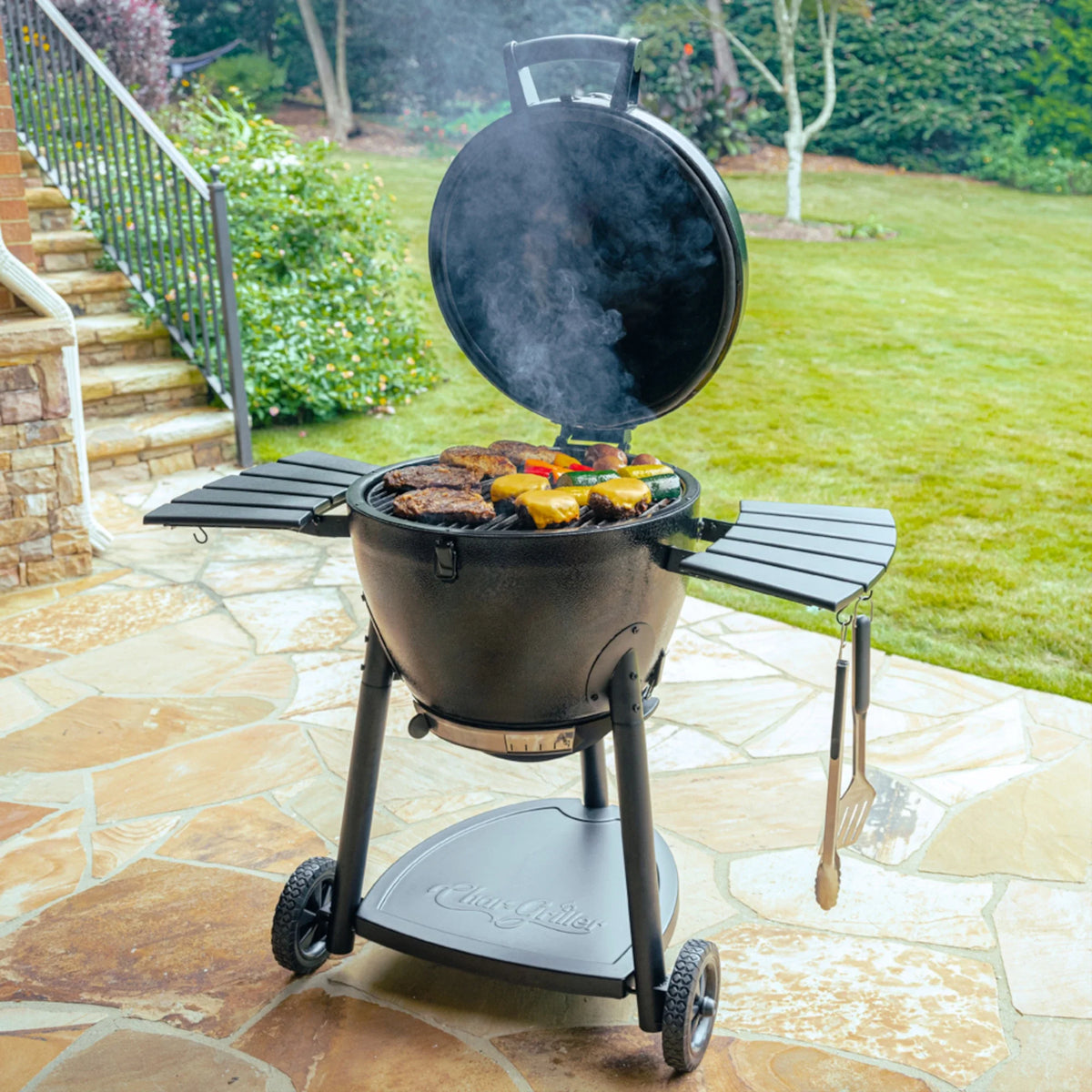 Black AKORN® Kamado Grill, Cover, Charcoal Chimney, and Lump Charcoal Bundle