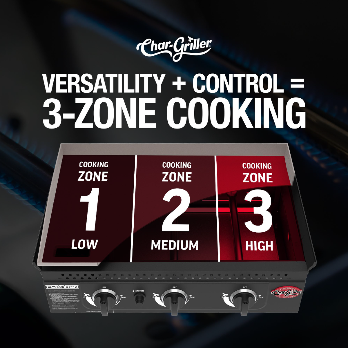 3-Burner Flat Iron® Gas Griddle (Black)