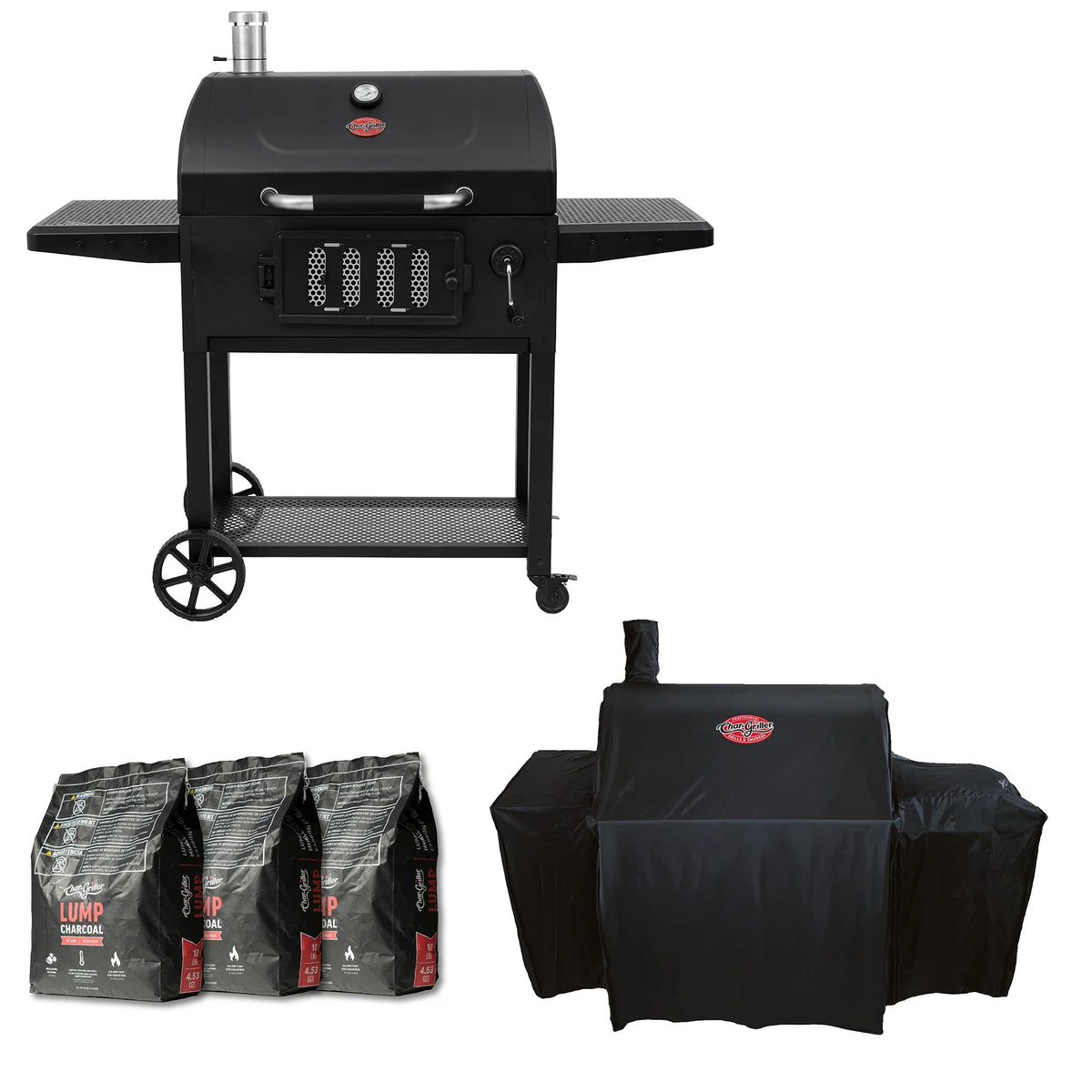 Classic Cart Style Charcoal Grill with Cover and Charcoal Bundle