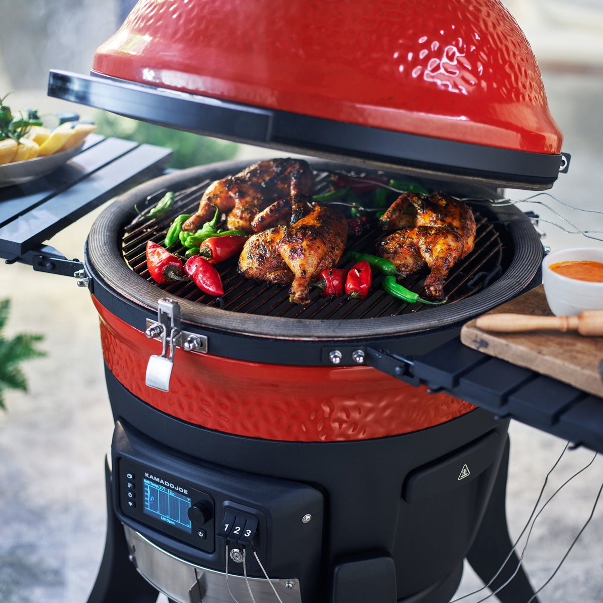Konnected Joe™ Digital Charcoal Grill and Smoker, Cover, and Grate Bundle