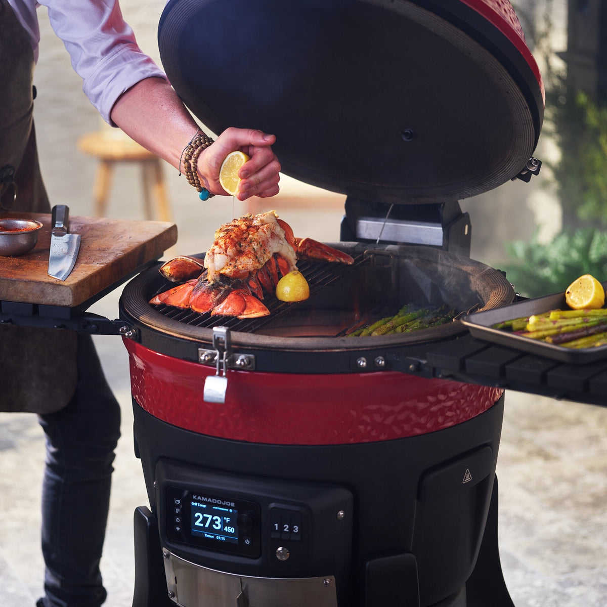 Konnected Joe™ Digital Charcoal Grill and Smoker, Cover, and Grate Bundle