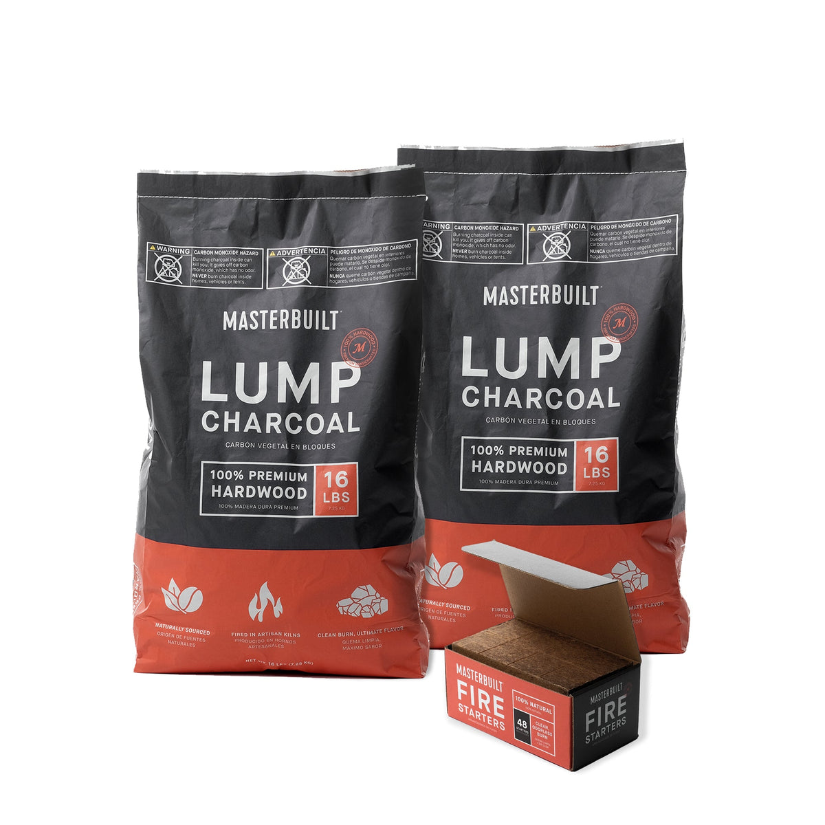 Masterbuilt Lump Charcoal Bundle - 2 Pack and Fire Starters
