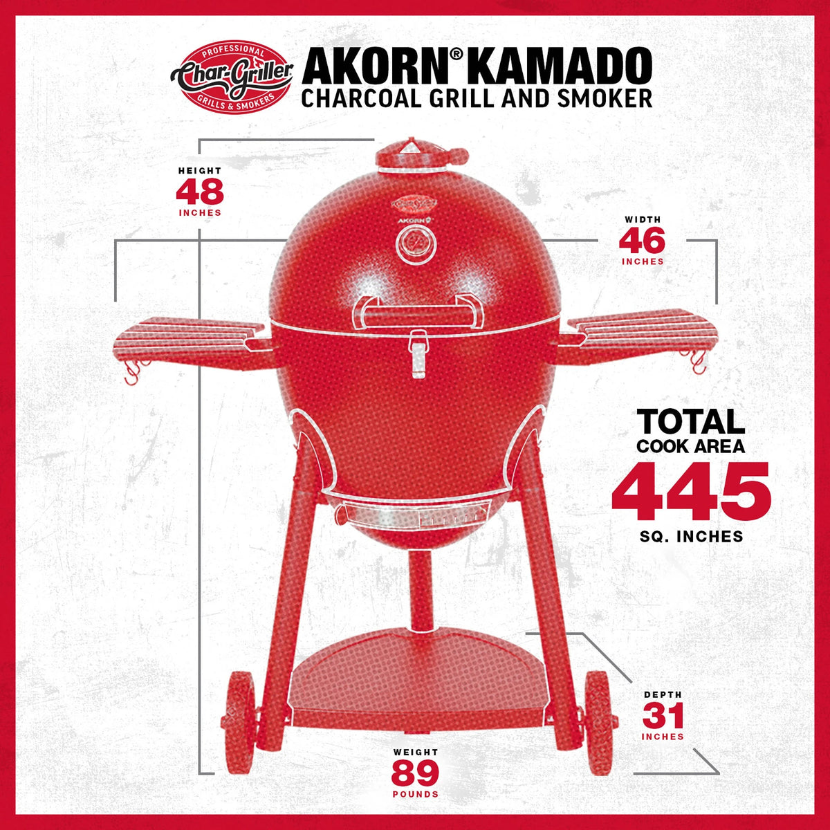 AKORN® Kamado Charcoal Grill, Black specification image chargriller