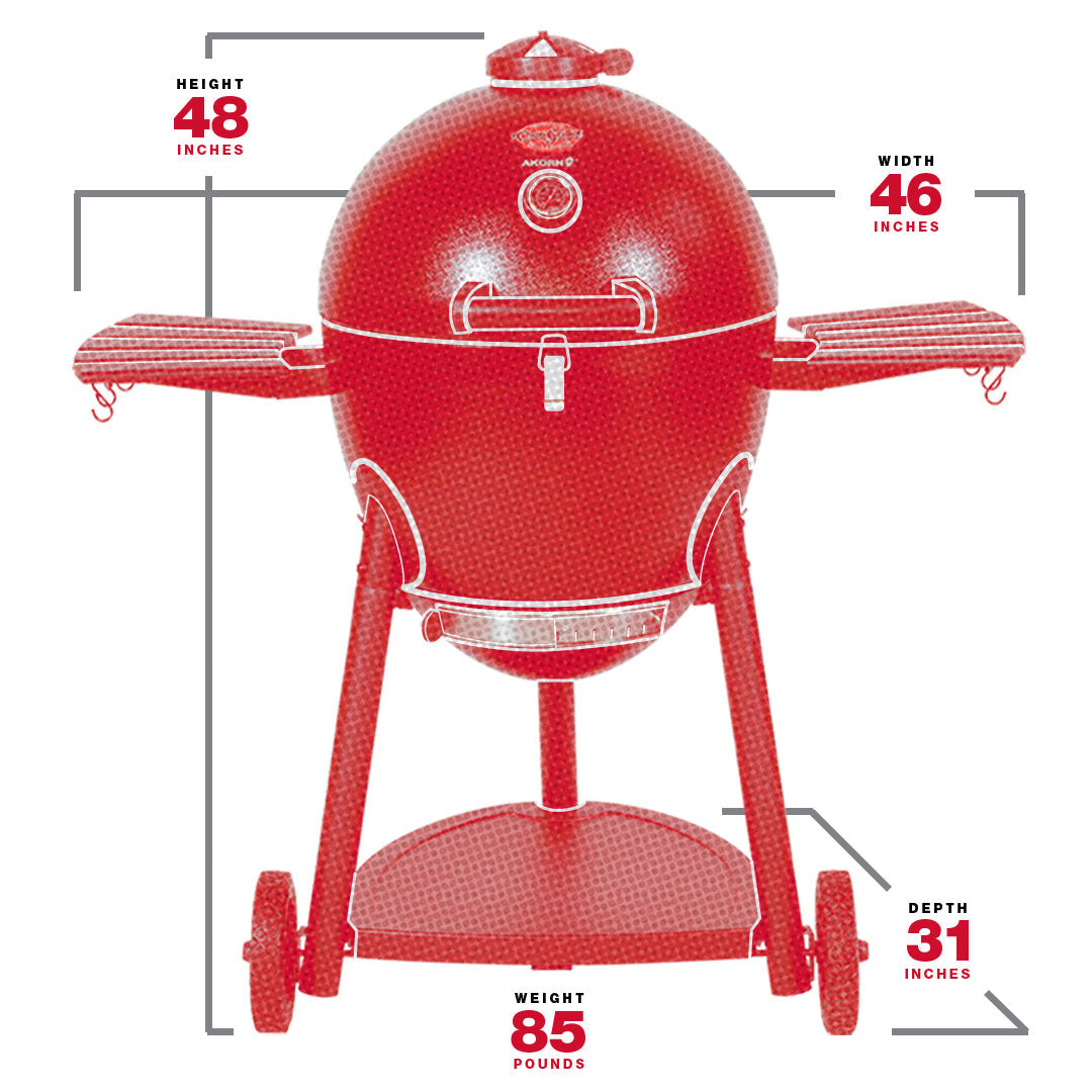 Black AKORN® Kamado Grill, Cover, Charcoal Chimney, and Lump Charcoal Bundle specification image chargriller