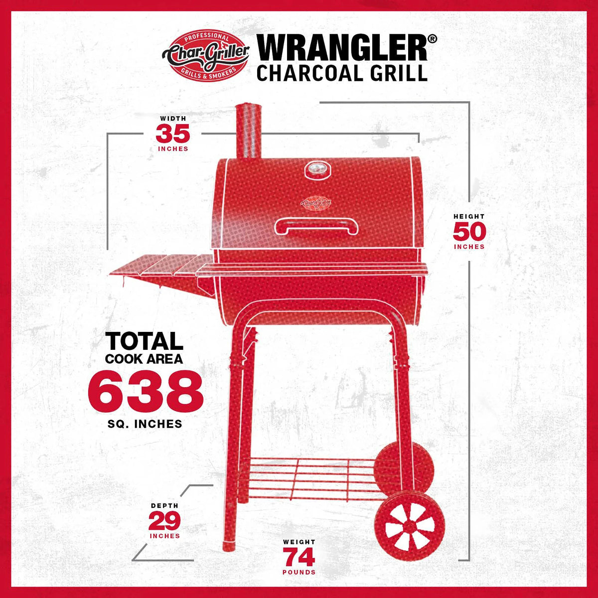 Wrangler® Charcoal Grill with Metal Shelves