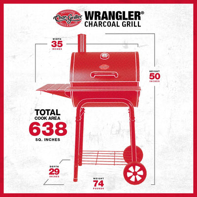 Wrangler® Charcoal Grill with Metal Shelves