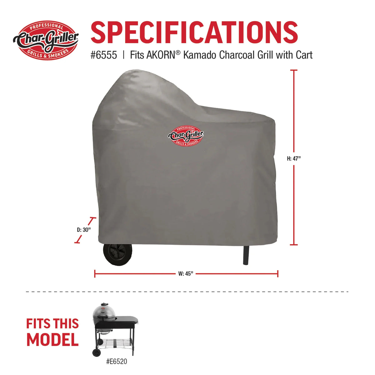 Universal 20-inch Kamado Cart-Style Grill Cover