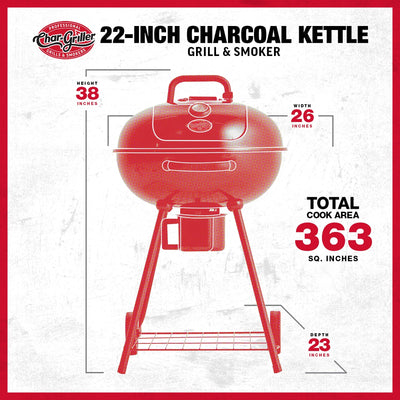 22-inch Kettle Charcoal Grill and Smoker