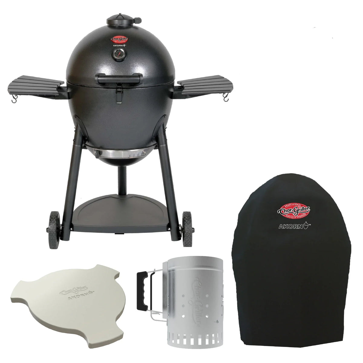 AKORN® Kamado Grill, Cover, Smokin' Stone, Chimney Bundle
