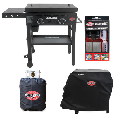2-Burner Flat Iron® Gas Griddle, Covers, and Starter Kit Bundle