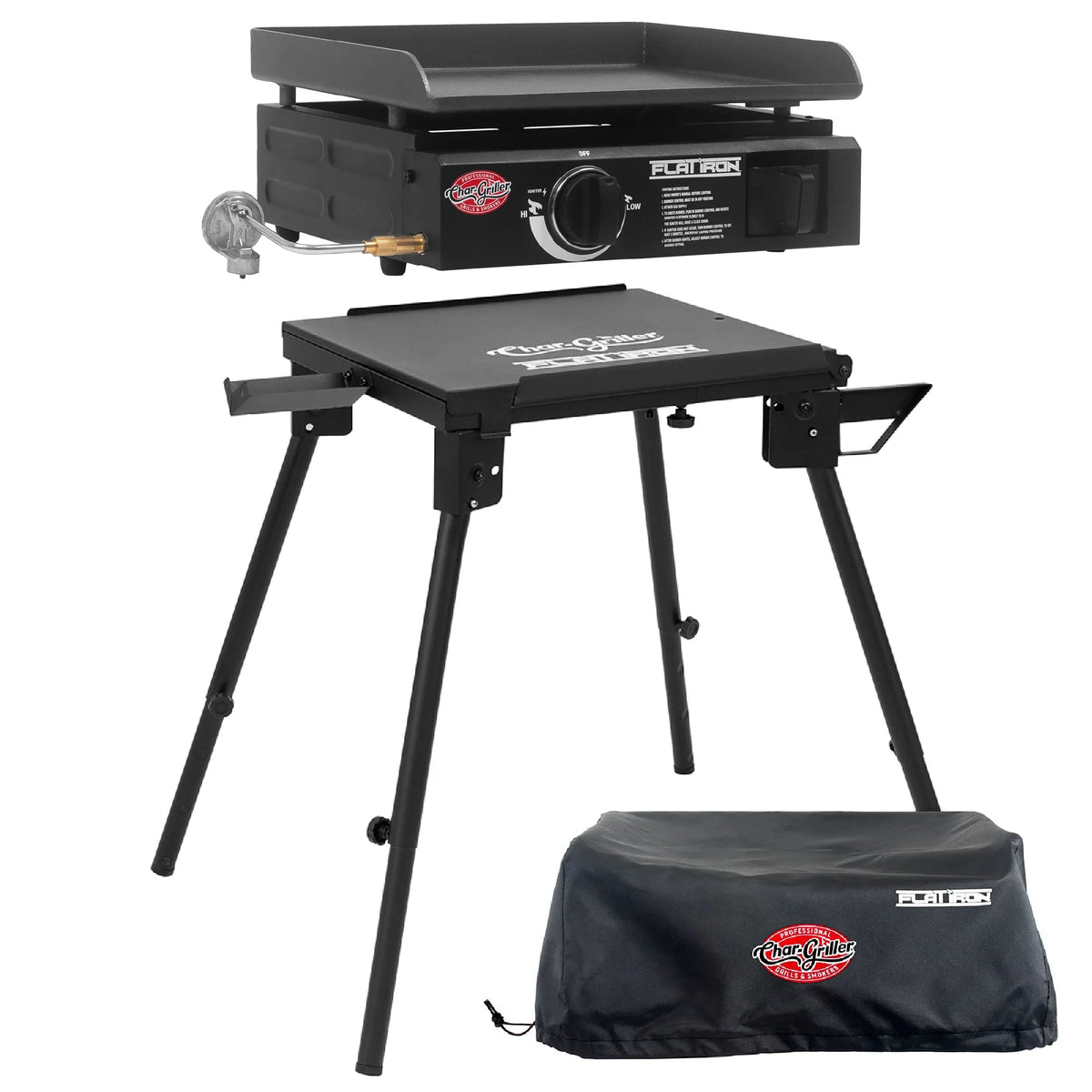 Flat Iron® Portable Gas Griddle, Cover, and Griddle Stand Bundle