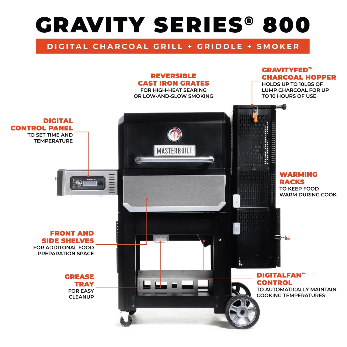 Gravity Series® 800 Digital Charcoal Griddle + Grill + Smoker