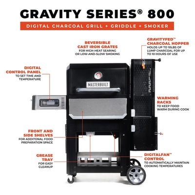 Gravity Series® 800 Digital Charcoal Griddle + Grill + Smoker