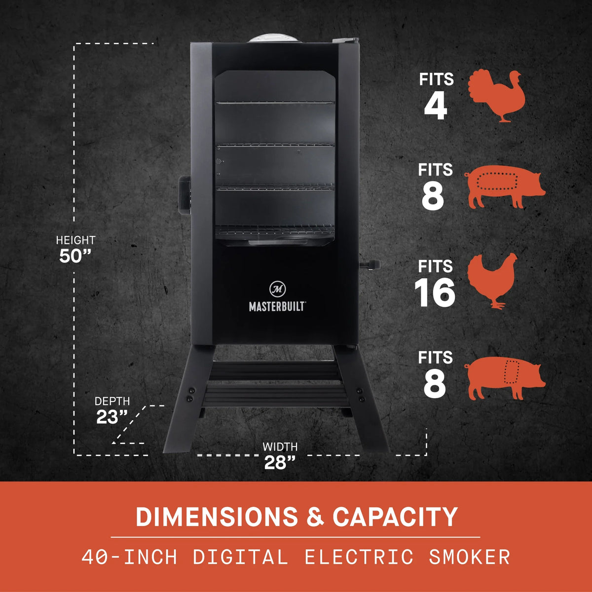 40-Inch Digital Electric Smoker with Window and Legs