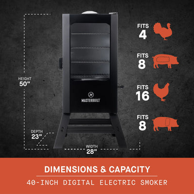 40-Inch Digital Electric Smoker with Window and Legs