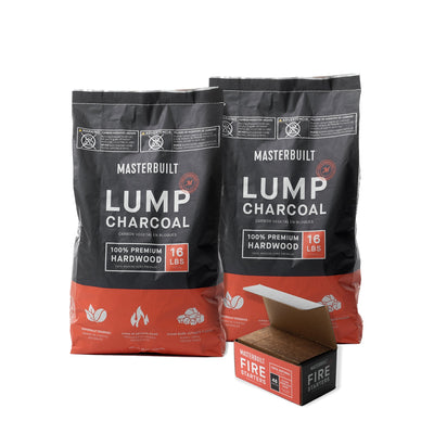 Masterbuilt Lump Charcoal Bundle  - 2 Pack and Fire Starters