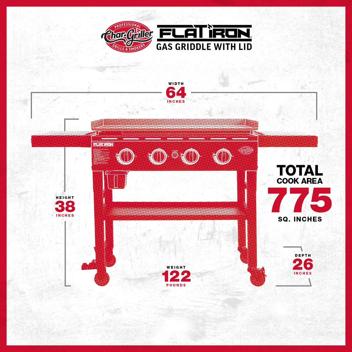 Flat Iron® Gas Griddle specification image chargriller