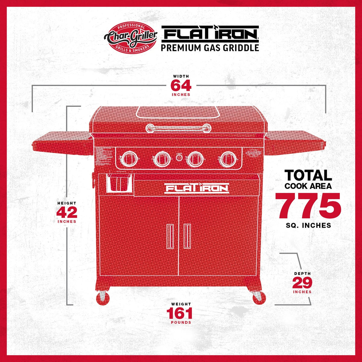 Flat Iron® Premium Gas Griddle specification image chargriller