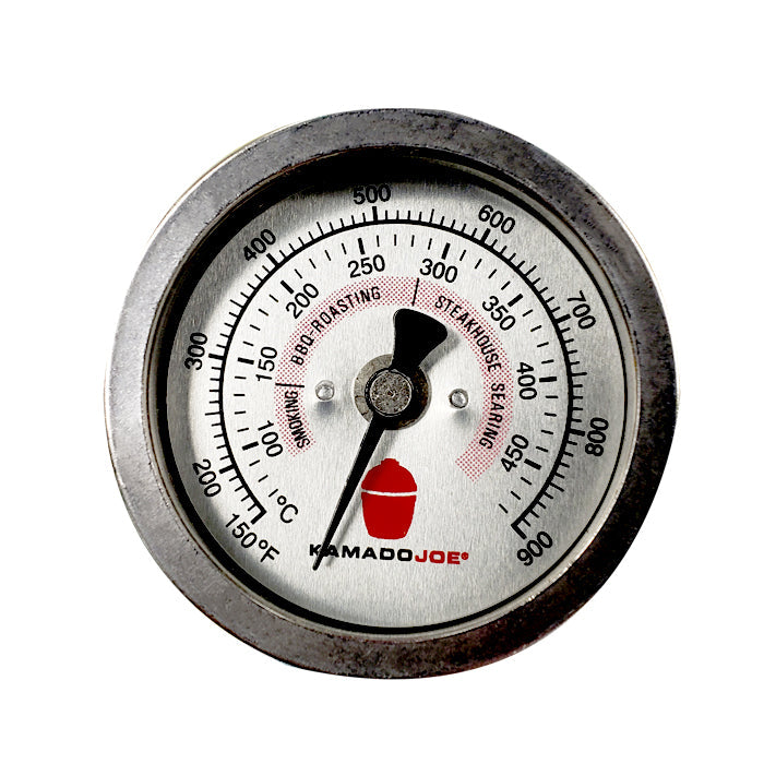 Dome thermometer face with temperatures in Fahrenheit and Celsius