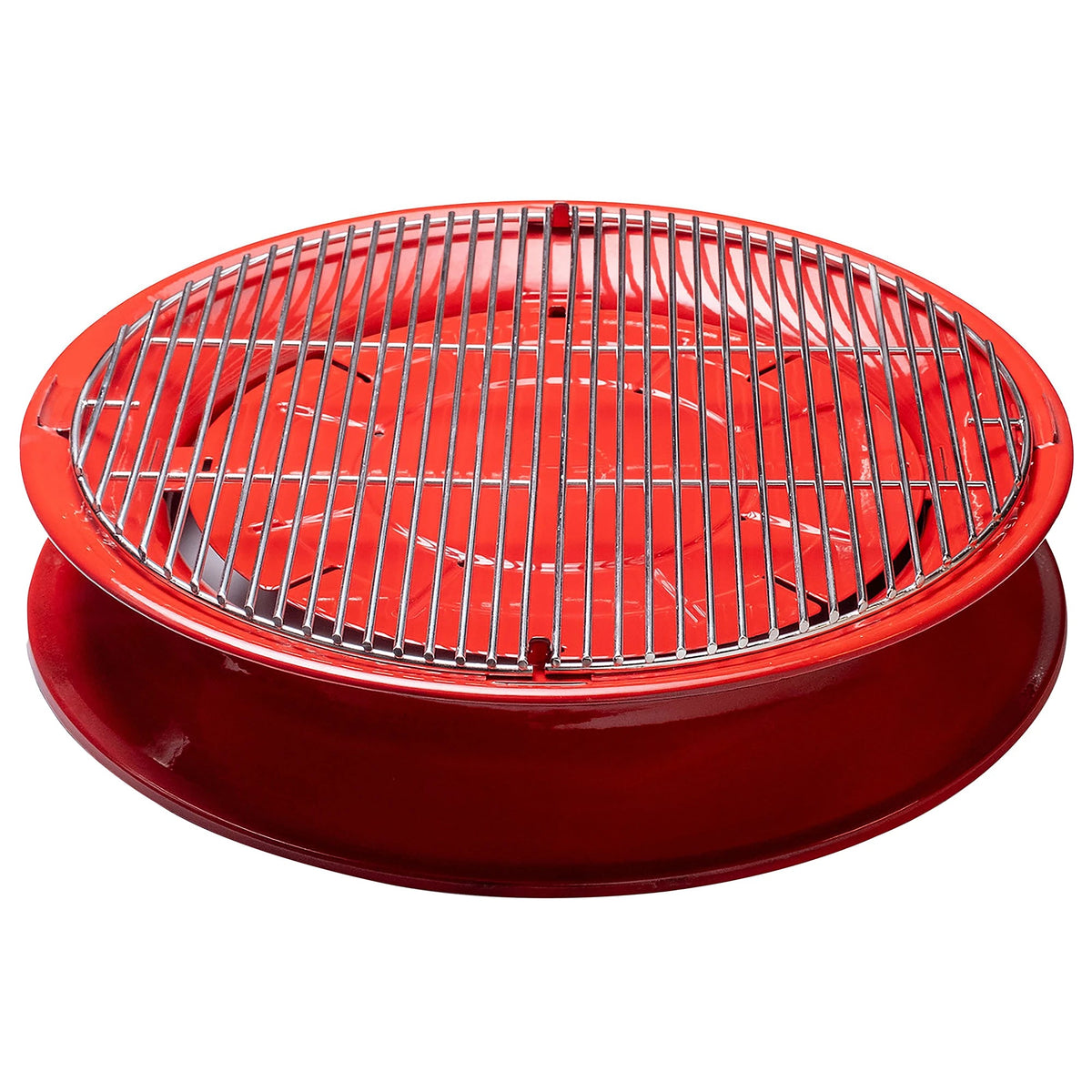 Red Sloroller with 2 half-moon grill grates.