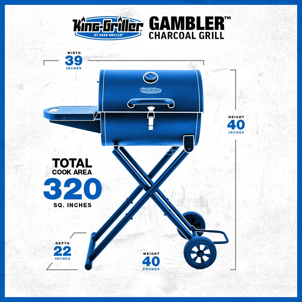 King-Griller™ Gambler™ Portable Charcoal Grill specification_image_chargriller