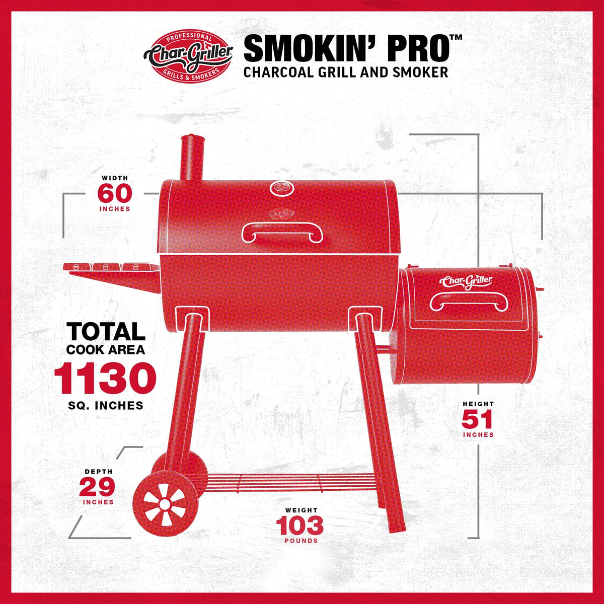 Smokin' Pro™ Barrel Grill and Offset Smoker specification_image_chargriller
